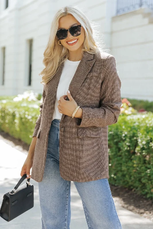 Office Ready Mocha Plaid Blazer - FINAL SALE Scandinavian