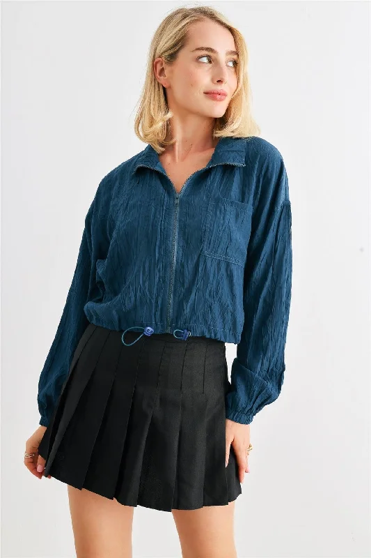 Packable Zip-Up Long Sleeve Drawstring Hem Jacket Refined Women's Hand - crafted