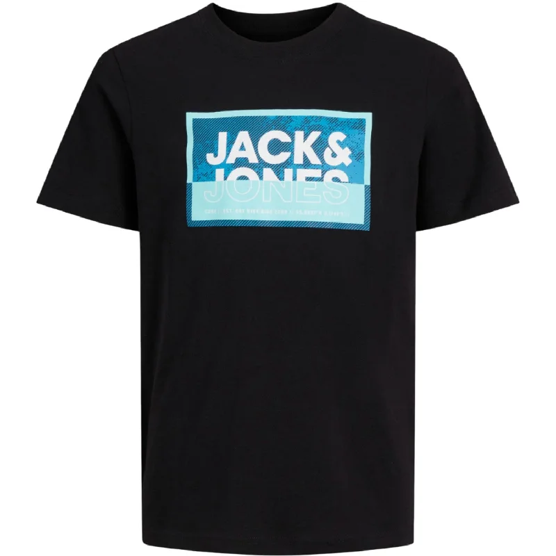 Jack & Jones Junior Black Cologan T-Shirt Crew Neck Cool Women's Distressed
