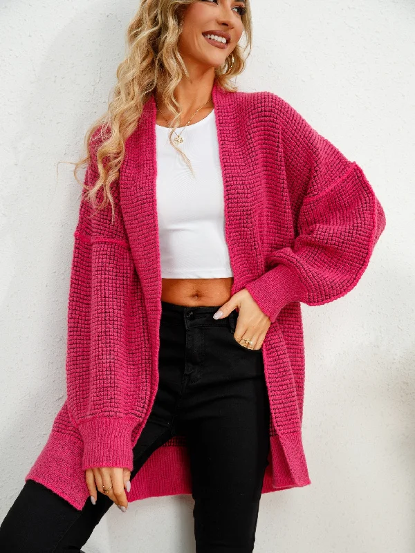 Open Front Dropped Shoulder Cardigan Cozy Women's Winter