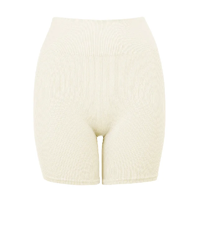 RIBBED COMPOSED Shorts | Cream Women