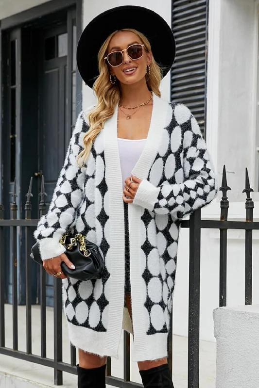Angel Wings Geometric Open Front Fuzzy Cardigan Australian Beach