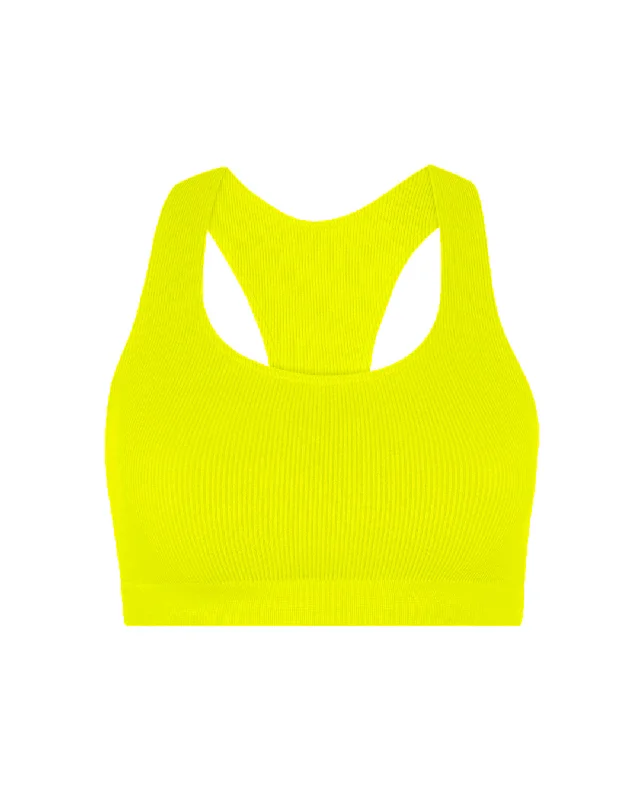 RIBBED ELATED Bra Top | Neon Yellow Casual Women's Loose - fitting