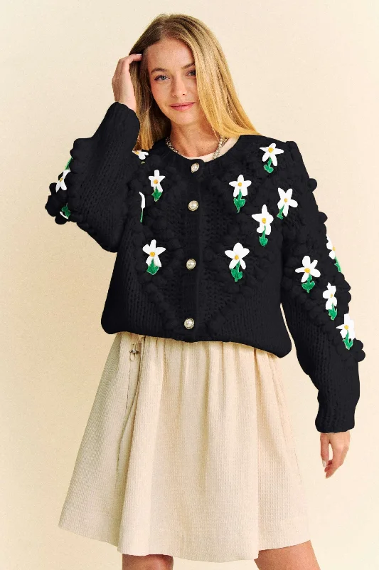 Davi & Dani Floral Pattern Button Down Cardigan Disco