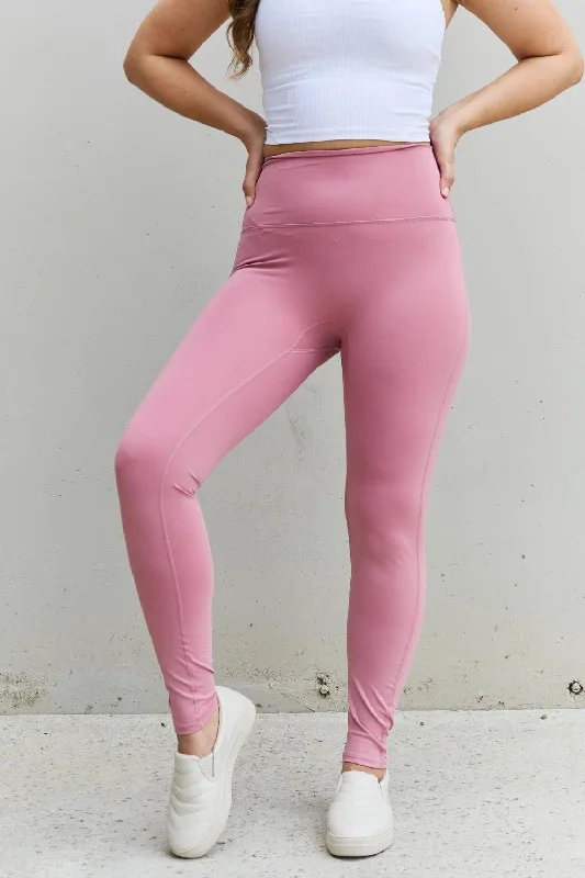 Zenana Fit For You Full Size High Waist Active Leggings in Light Rose Cool Women's Skate