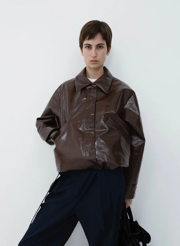 Bomber short skai | dark brown Geometric