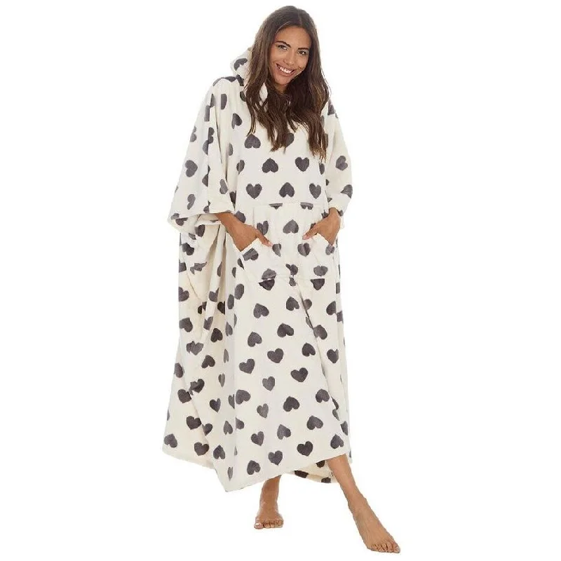 Huggable Hoodie Fleece Oversized Womens Blanket Hoody - White Elegant Women's 