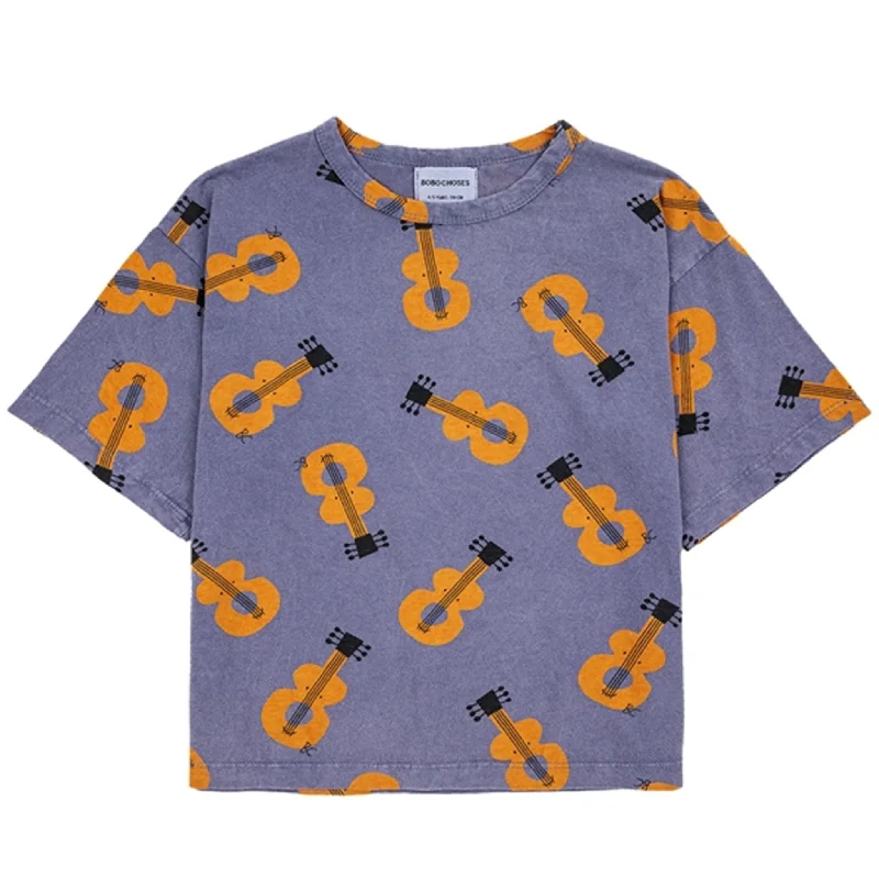 Bobo Choses Acoustic Guitar All Over T-Shirt Prussian Blue Sporty Women's Tennis