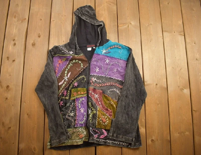 Vintage 1990s Rising Tide Patchwork Hoodie Modern Women's Tech