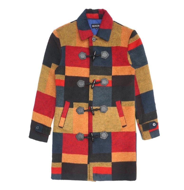 M4041 Rafaele Wool Plaid Coat - Navy Modern Women's Tech