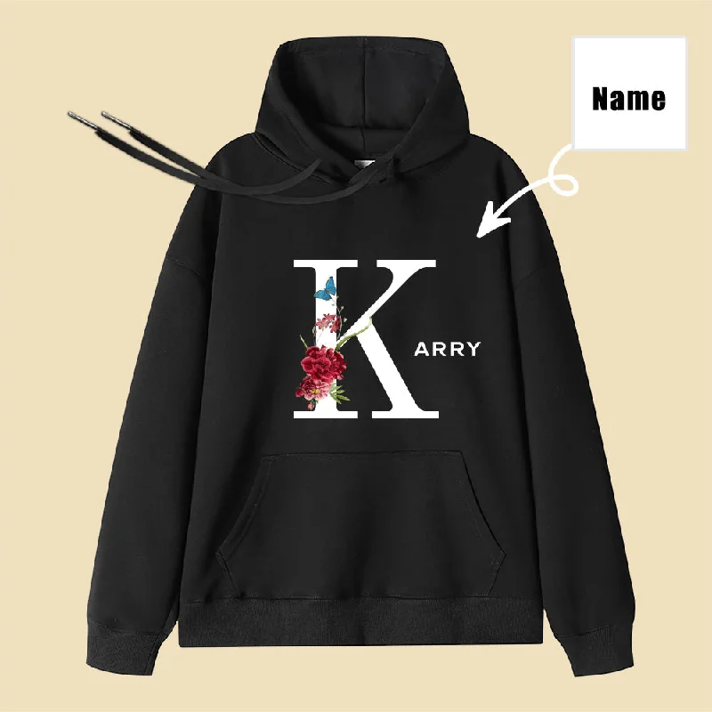 Customized Name Initial Pattern Personalized Hoodie Gift for Boyfriend/Girlfriend/Family Adventure