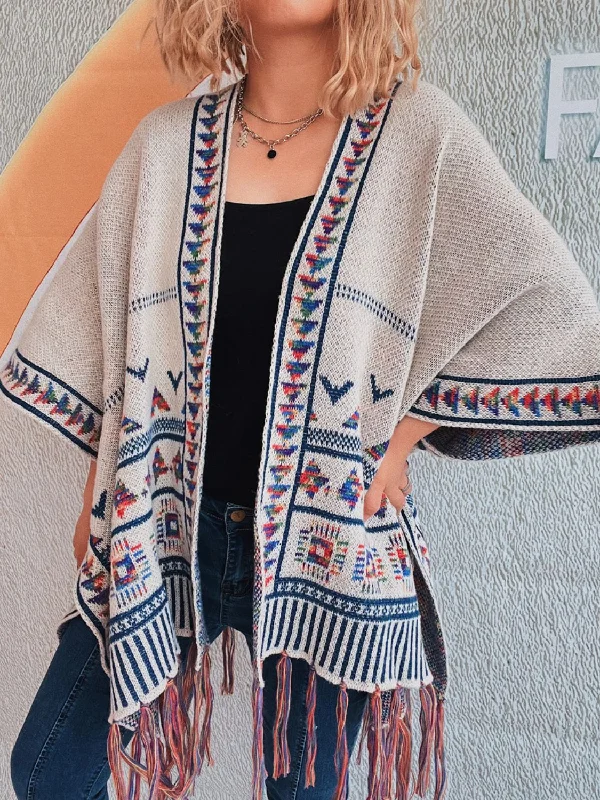 Fringe Open Front Cardigan Contemporary 