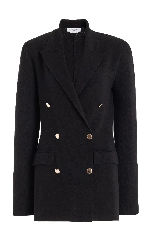 Bowen Knit Jacket in Black Wool Compression