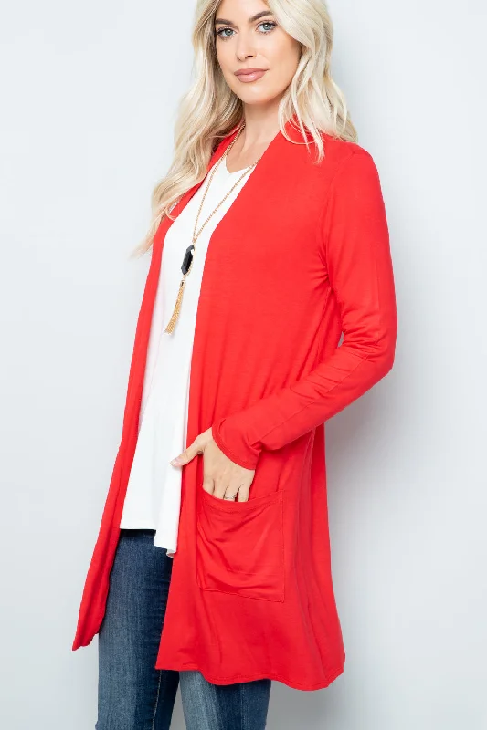 Celeste Full Size Open Front Cardigan with Pockets Street