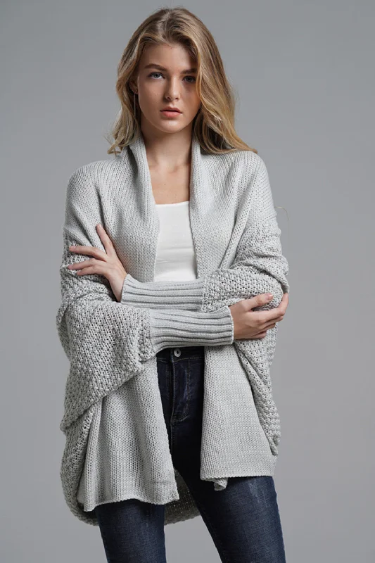 Open Front Batwing Sleeve Cardigan Vacation