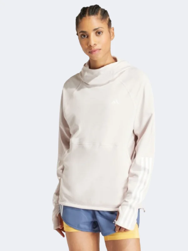 Adidas Own The Run 3S Women Running Hoody Putty Mauve Relaxed Women's 