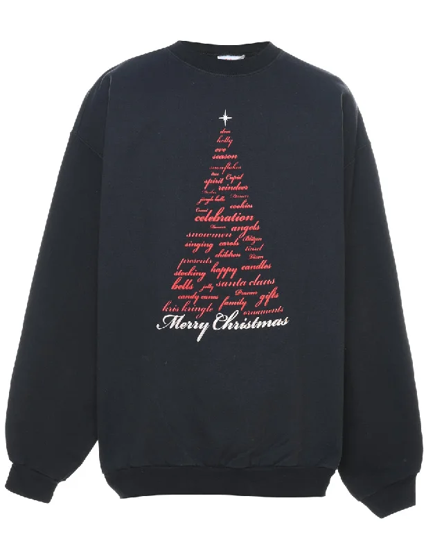 Festive Season Christmas Sweatshirt - L Classic Women's Pin - striped