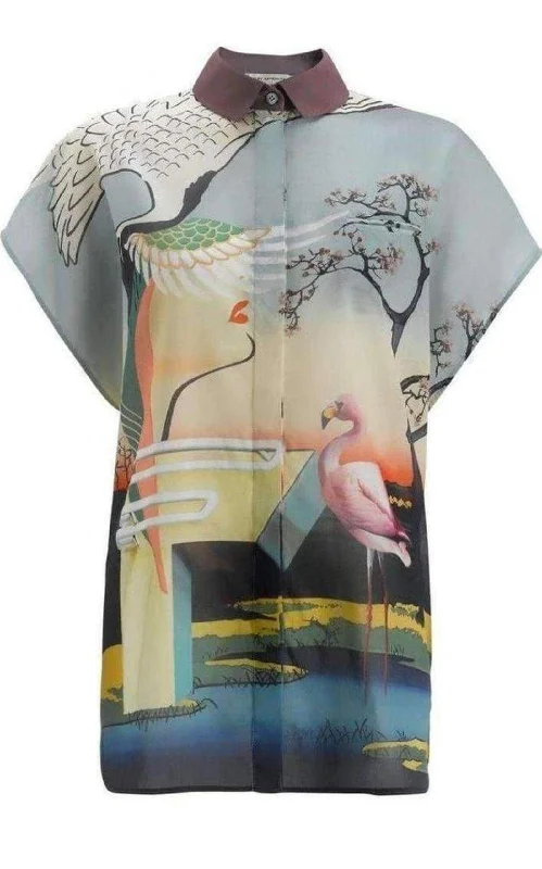 Cotton Flamenco Print Shirt Laid - back Women's Style