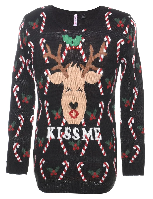 Reindeer Christmas Jumper - S Bold Women's Animal Print