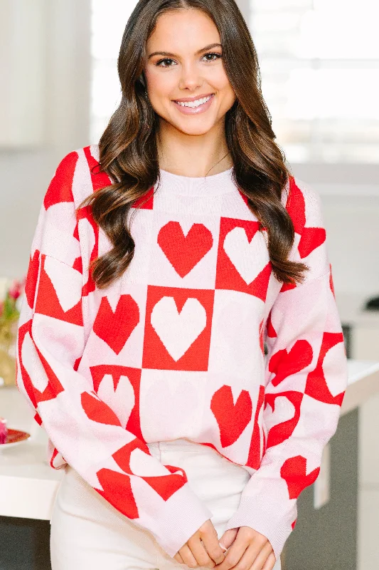 Let Your Love Shine Red Heart Sweater Earthy Women's 