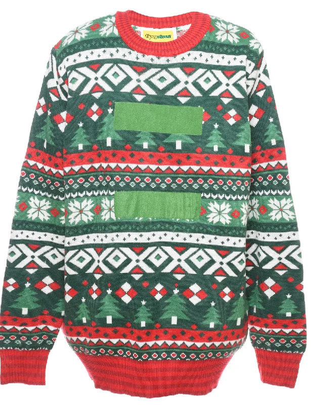 Festive Season Christmas Jumper - L Cozy Women's Sherpa - lined