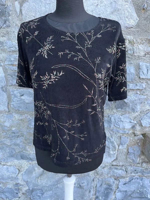 90s glitter florals top uk 10 Geometric