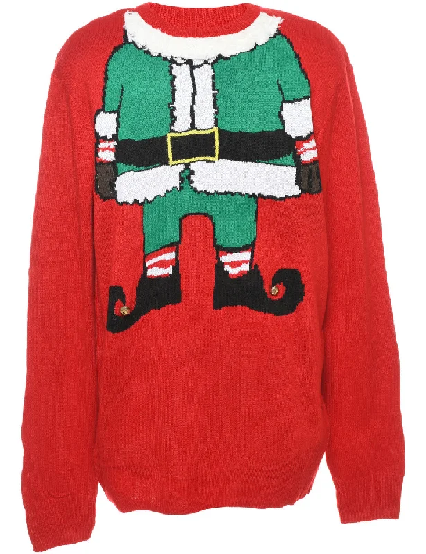 Santa Claus Christmas Jumper - L Hip Women's Urban