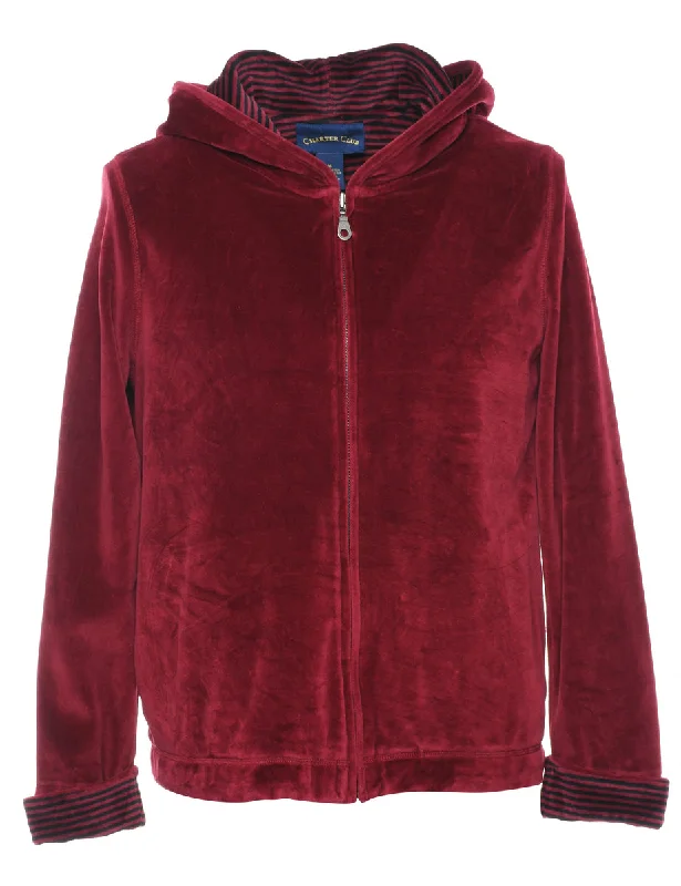 Velvet Hooded Sweatshirt - M Feminine Women's Style 