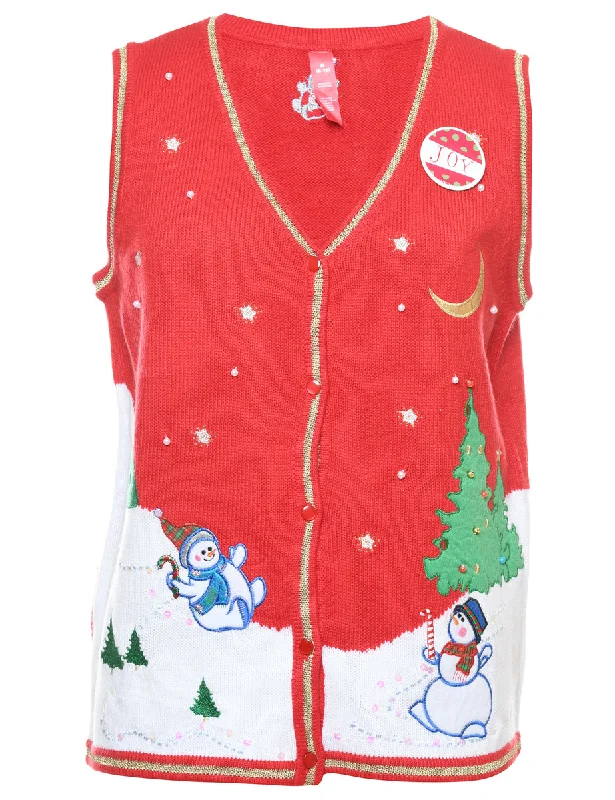 Snowman Christmas Vest - M Confident Women's Power