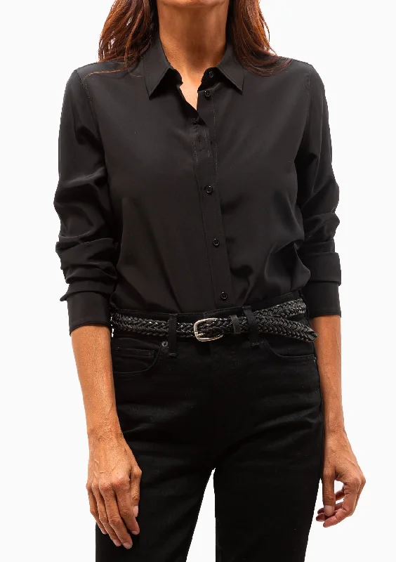 Gaia Silk Slim Shirt | Black Street