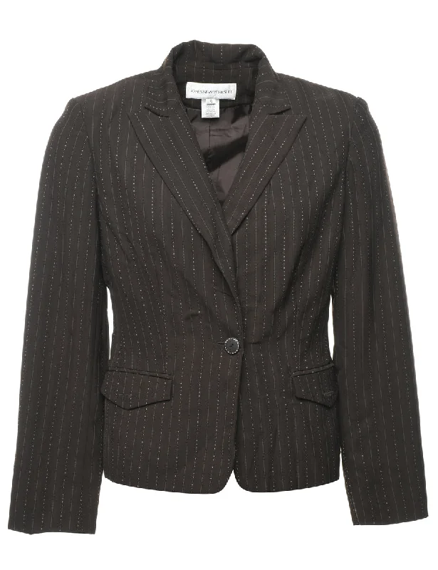Brown Striped Blazer - M Cozy Women's Sherpa - lined