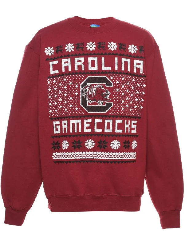 Maroon Christmas Sweatshirt - M Monochromatic Office Style