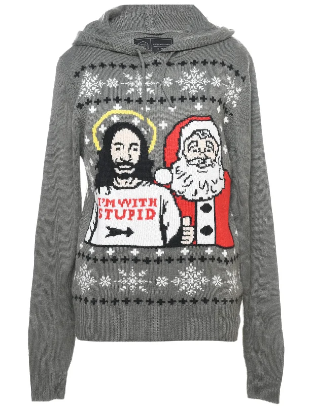 Santa Claus Hooded Christmas Jumper - XL Sophisticated Women's Tailored