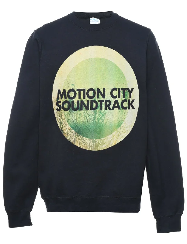 Black Motion City Sound Track Printed Sweatshirt - M Monochromatic Office Style