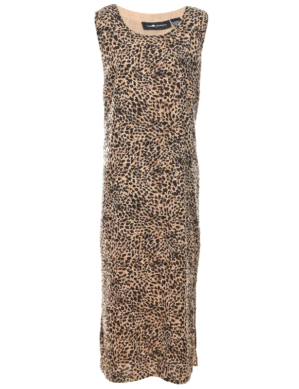 Leopard Print Dress - L Hip Women's Retro