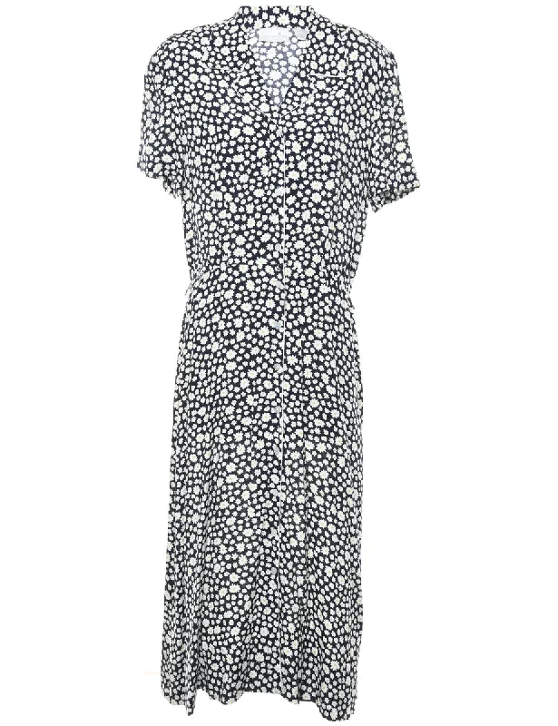 Floral Print Dress - L Cool Women's Distressed
