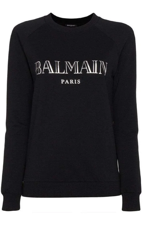 Crewneck Silver Logo Sweatshirt Edgy Women's Punk
