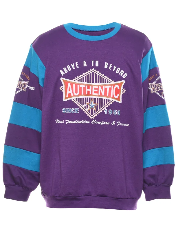 Purple Printed Sweatshirt - S Refined Women's Classic 