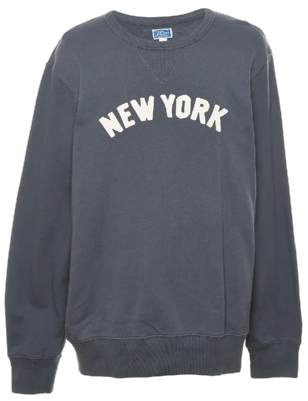 Grey New York Printed Sweatshirt - L Bohemian Women's Free