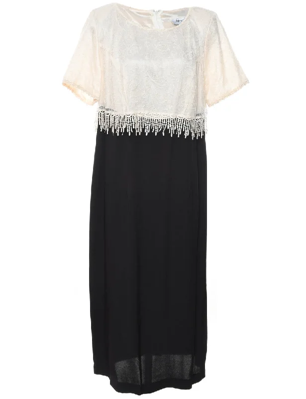 Black Evening Dress - L Sleek Women's Metallic