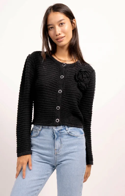 Leo Rosette Cardigan Elegant Women's Formal 