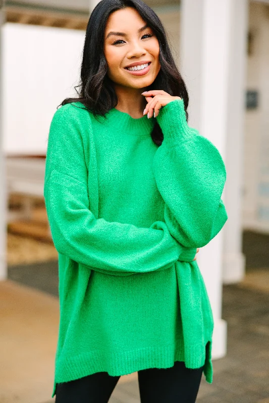 As It Happens Kelly Green Bubble Sleeve Sweater Casual Women's Japanese 