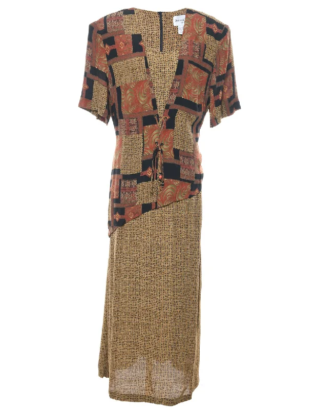 Geometric Pattern Maxi Dress - XL Dynamic Women's High - energy