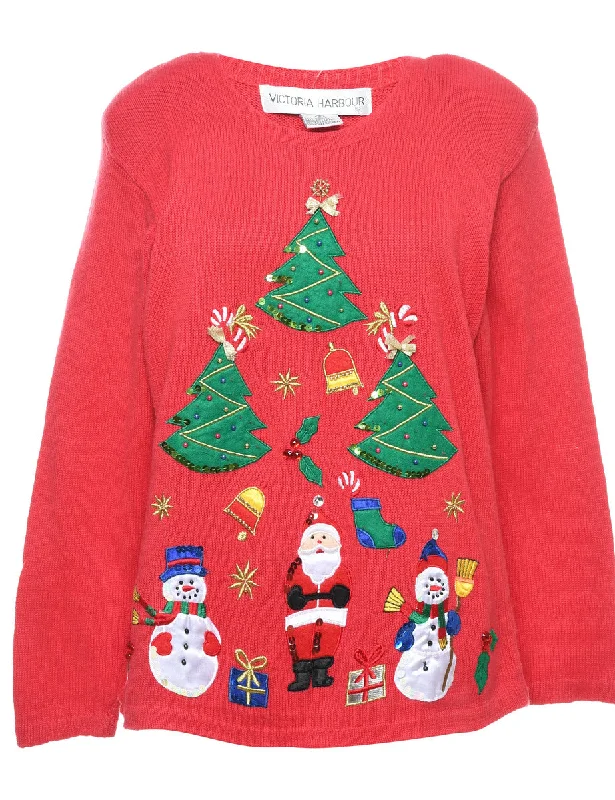 Snowman Christmas Jumper - S Sleek Women's Metallic
