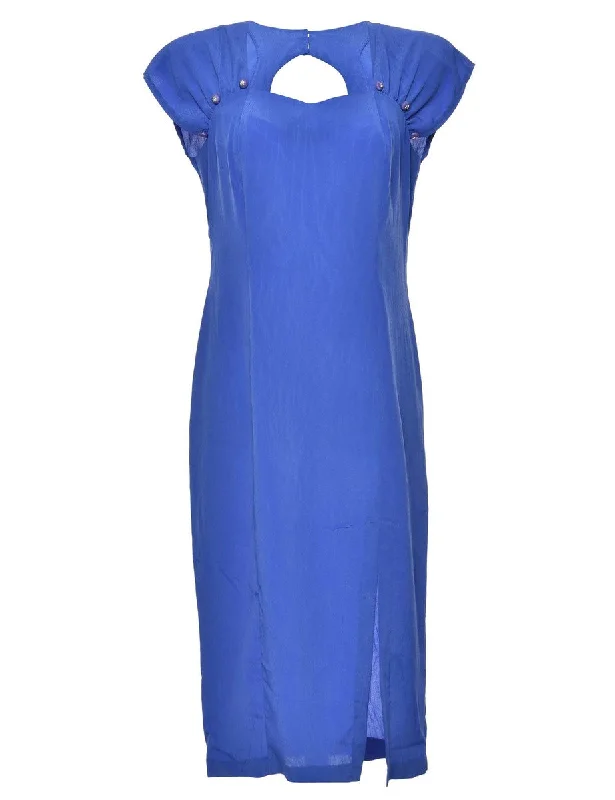 Cut Out Detail Blue Evening Dress - L Youthful Women's Pop