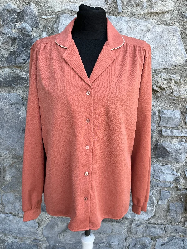80s brown blouse uk 14-16 Stylish Women's Tropical 