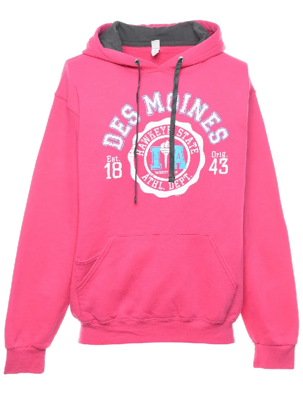 Pink Des Moines Hawkeye State Hoodie - M Polished Women's Silk