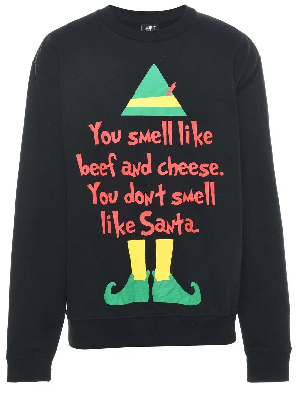 Black Christmas Sweatshirt - S Sophisticated Women's Tailored