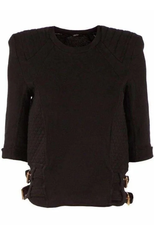 Cotton Quilted Panel Sweatshirt Streetwear Style for 