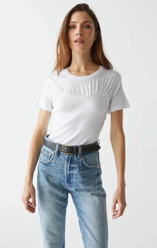 Victoria Shirred Fabric Mixed Tee Luxurious Women's High -  end